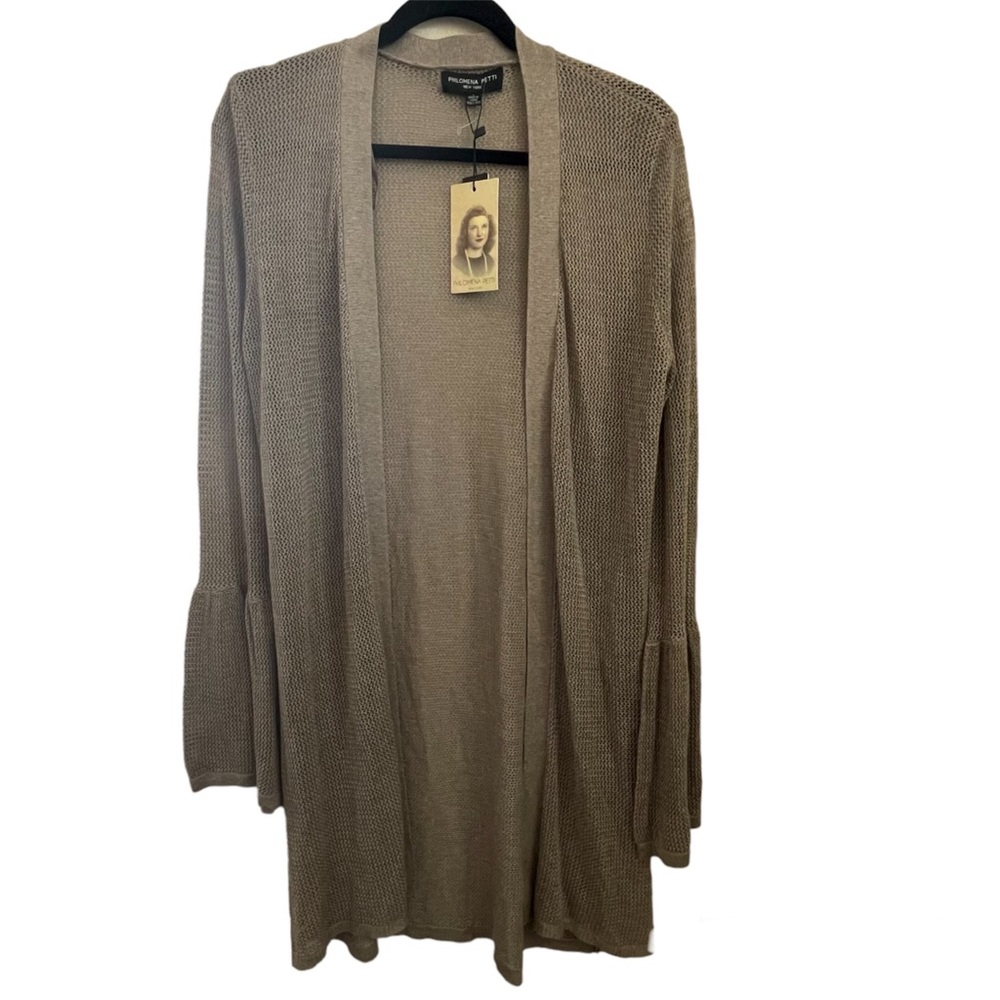 Philomena Petti - Women’s Grey Long Sleeve Open Front Cardigan - L NWT